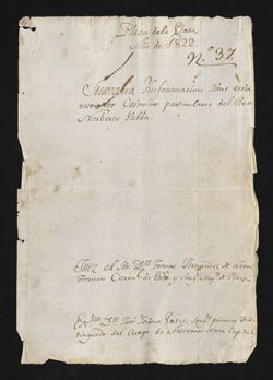 Valda, Norberto. Sumaria Ynformacion sobre esclaresen los Crimenes particulars del Reo Norberto Valda. , 1822, Aug. 13-1823, Apr. 26
