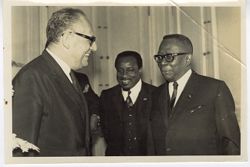 President William V. S. Tubman stands with dignitaries