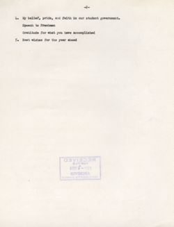 "Notes for Remarks Student Senate Dinner." -Union Building September 19, 1953
