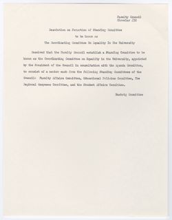 32: Resolution on Formation of Standing Committee to be known as the Coordinating Committee on Equality in the University, ca. 05 November 1968