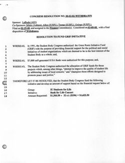 00-03-02 Resolution to Fund GRIF (IU Students for Life)