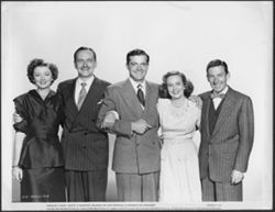 Hoagy Carmichael (far right) in publicity still with four members of the cast of the film Best Years of Our Lives.
