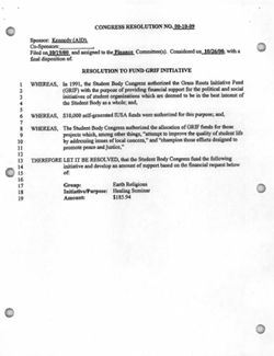 00-10-09 Resolution to Fund GRIF Initiative (Earth Religions)