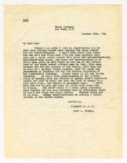 28 October 1952: To: Walker Stone. From: Roy W. Howard.