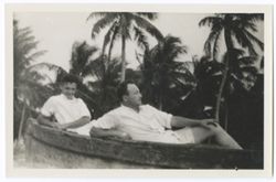 Item 0539. Various shots of Hunter Kimbrough and young Mexican man in canoe. 9.3 x 14.3 cm.
