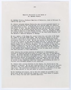 Memorial Resolution for Matthew Winters, ca. 21 October 1958