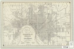 Map of Evansville, Indiana and environs.