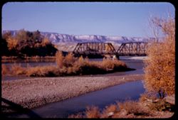 View downstream from north end of US Hwy 50 bridge over Colorado river at Grand Junction, Colo.