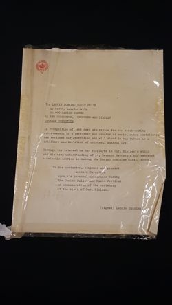 Leonie Sonning Music Prize Letter
