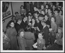 Hoagy Carmichael signing autographs at the Carlton Theatre.