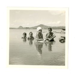 Children wading in water