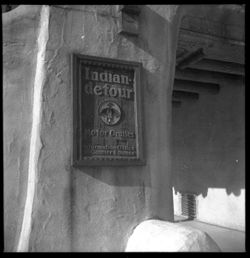 Signs on La Fonda Hotel, street elevation, Santa Fe