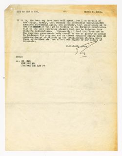 9 March 1939: To: George B. Parker. From: Roy W. Howard.