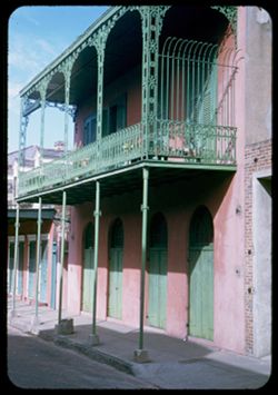 Pink wall and green balcony  727 St. Ann St. New Orleans