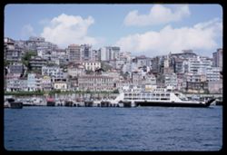 Bosporus view of Istanbul Galata above ferry slip