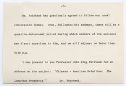 Convocation: Dr. John King Fairbank, April 21, 1968