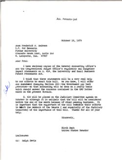 Letter from Birch Bayh to Dean Frederick N. Andrews of Purdue University, October 19, 1979
