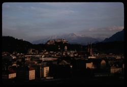 From high in Hotel Europa. looking toward snow-capped Hoheh Goll at 7:20pm Salzburg X