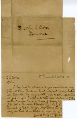 D. Consta[ble ?], N ?Evansville. To John L Baker, Harmonie, [Indiana]., 1821 Dec. 12