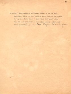 "Radio Interview Transcript of an Interview of H.B.Wells by Vivian Logan" -WOWO Radio, Fort Wayne Jan. 17, 1940