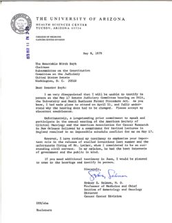 Letter from Sydney E. Salmon to Birch Bayh, May 8, 1979