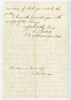 Rev. F.A. Hester’s charge to collect witness testimony for the Daily Trial by S.L. Gillet, 12 January 1859