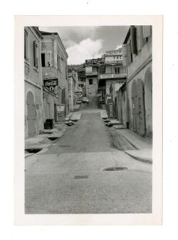 Steep street on Grecian isle
