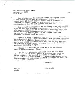 Letter from Tom Arnold to Birch Bayh re Unhappy error in drafting of S. 1679, October 17, 1979
