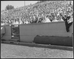 Hoagy Carmichael with Herman Wells at an Indiana University sporting event, early 1950s.