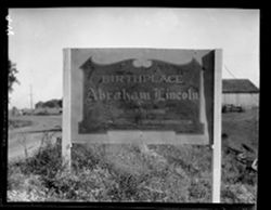 Sign at entrance to Lincoln grounds, Hodgenville