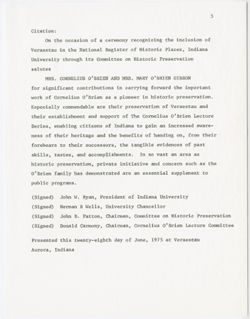 "Veraestau Ceremony," Aurora, Indiana, June 28, 1975