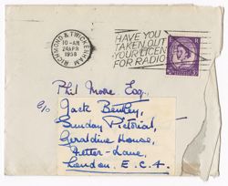Correspondence to Moore from England, 1958