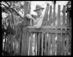 Curry Bohm hanging on gate at Wash Barnes'