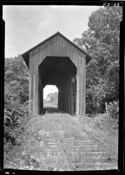 Covered bridge over Monon railroad near Armstrong