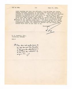 18 June 1952: To: William W. Hawkins. From: Roy W. Howard.