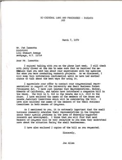 Letter from Birch Bayh to Pat Iannotta of Ecolotrol, March 7, 1979