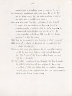 "Notes for Remarks to Presbyterian Church Planning Conference." -Indiana University Union Building. Oct. 13, 1950