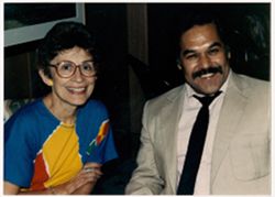 Phyllis Klotman and Luis Valdez at Pan Am Festival