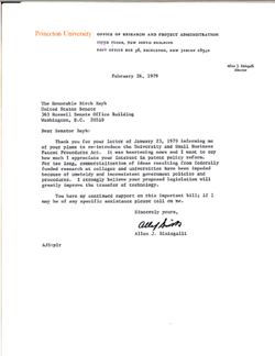 Letter from Allen J. Sinisgalli of Princeton University to Birch Bayh, February 26, 1979