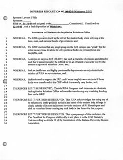 00-02-5 Resolution to Eliminate the Legislative Relations Office