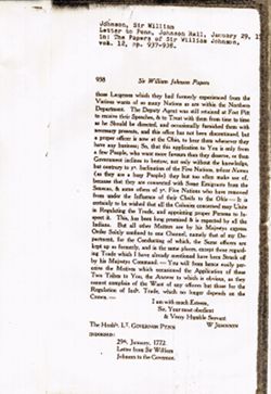 Johnson, William, Sir. The Papers of Sir William Johnson, Vol. XII, pp. 937-938.