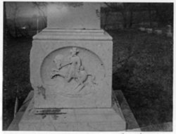 Civil War Soldier on Horse S. Face. Volney Hobson Capt. Co. E 9th Ind. Cavalry. Killed in Battle of Franklin Tenn. Dec. 17 1864 36 yrs 8 mos 8 days.