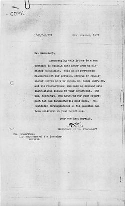 Secretary of Interior re: Western Province, 1934-1937