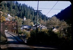 Yuba river bridge at Downieville. Sierra county seat. California.