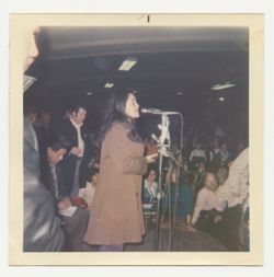 Dolores Huerta addressing large crowd