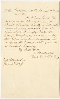 Elisha Ballantine to the Board of Trustees, 12 July 1859