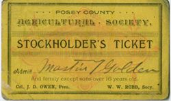 Stockholder's ticket, Posey County Agricultural Society