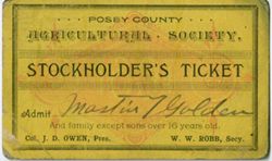 Stockholder's ticket, Posey County Agricultural Society