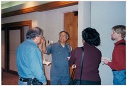 Haile Gerima with students and faculty