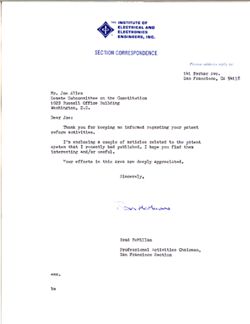 Letter from Brad McMillen to Joe Allen, 1978-1980